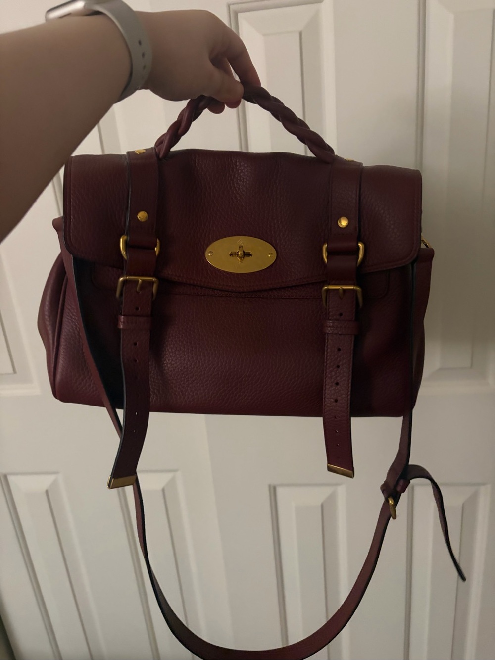 Mulberry Alexa Crimson Leather Satchel with Gold Hardware - Picture 6 of 7